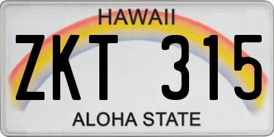 HI license plate ZKT315