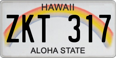 HI license plate ZKT317