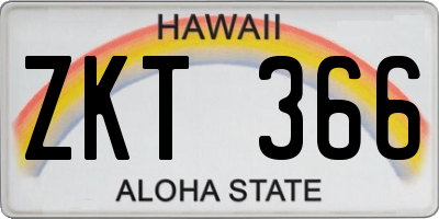HI license plate ZKT366