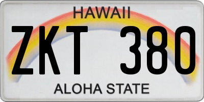 HI license plate ZKT380