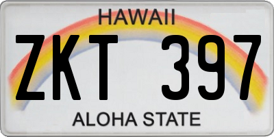 HI license plate ZKT397