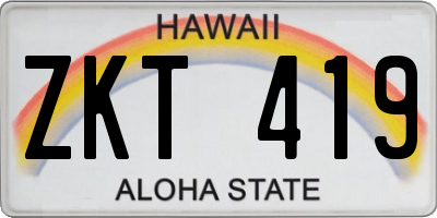 HI license plate ZKT419