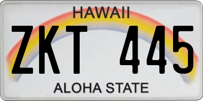 HI license plate ZKT445