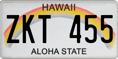 HI license plate ZKT455