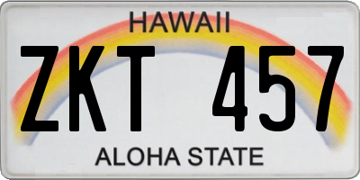 HI license plate ZKT457
