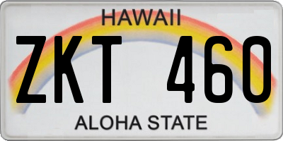 HI license plate ZKT460