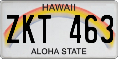 HI license plate ZKT463