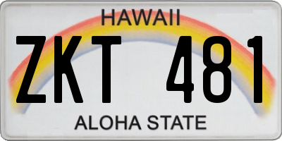 HI license plate ZKT481