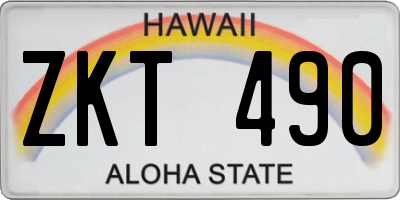 HI license plate ZKT490