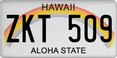 HI license plate ZKT509