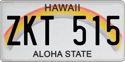HI license plate ZKT515