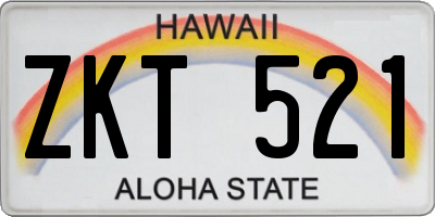 HI license plate ZKT521