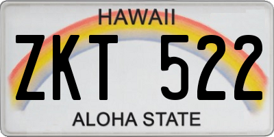 HI license plate ZKT522