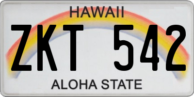 HI license plate ZKT542