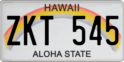 HI license plate ZKT545