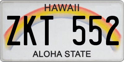 HI license plate ZKT552