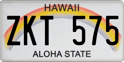 HI license plate ZKT575