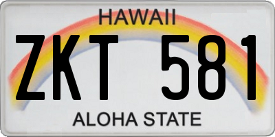 HI license plate ZKT581