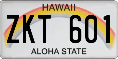 HI license plate ZKT601