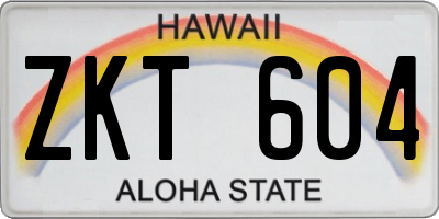 HI license plate ZKT604
