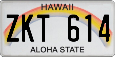 HI license plate ZKT614