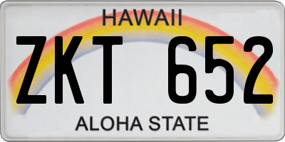 HI license plate ZKT652