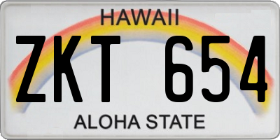 HI license plate ZKT654