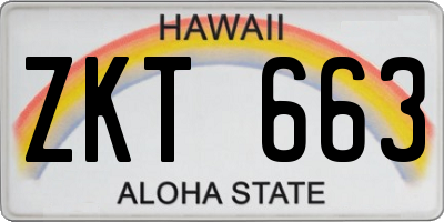 HI license plate ZKT663