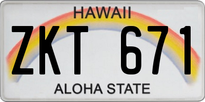 HI license plate ZKT671