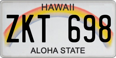 HI license plate ZKT698
