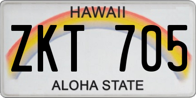 HI license plate ZKT705