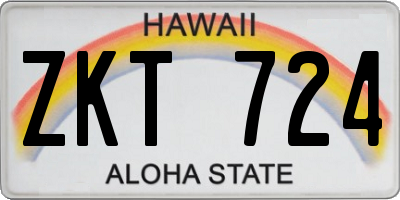 HI license plate ZKT724