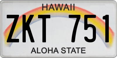 HI license plate ZKT751