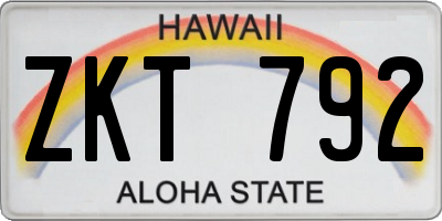 HI license plate ZKT792