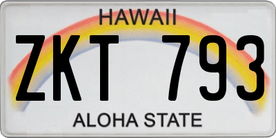 HI license plate ZKT793