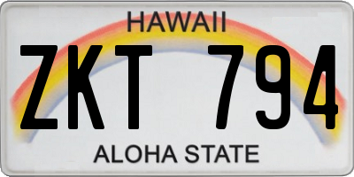 HI license plate ZKT794