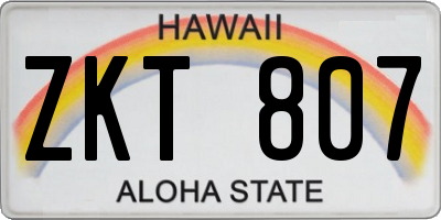 HI license plate ZKT807