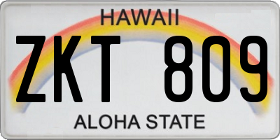 HI license plate ZKT809