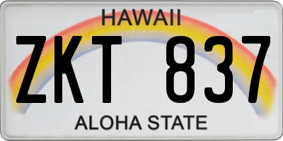 HI license plate ZKT837