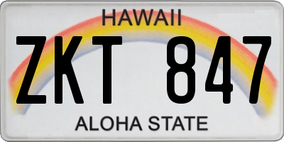 HI license plate ZKT847