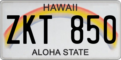 HI license plate ZKT850