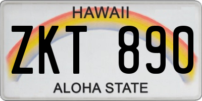 HI license plate ZKT890