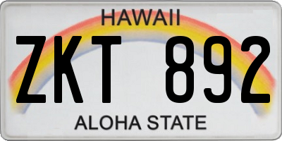 HI license plate ZKT892