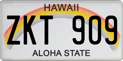 HI license plate ZKT909