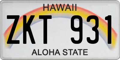 HI license plate ZKT931