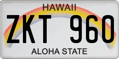 HI license plate ZKT960