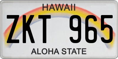 HI license plate ZKT965