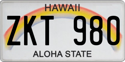 HI license plate ZKT980