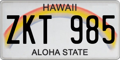 HI license plate ZKT985