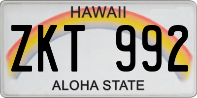 HI license plate ZKT992